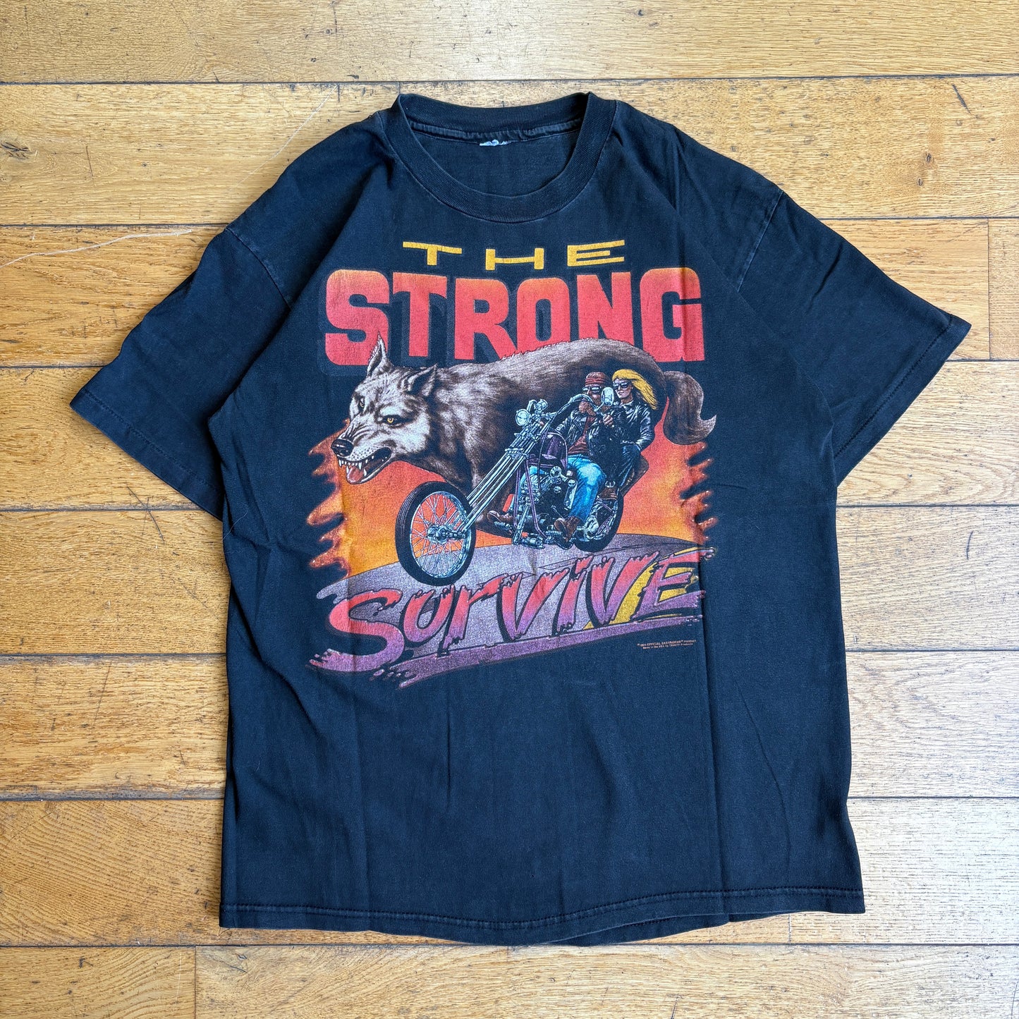 Vintage 1994 Easy Riders Motorbike Single Stitch Black Graphic T-Shirt - S