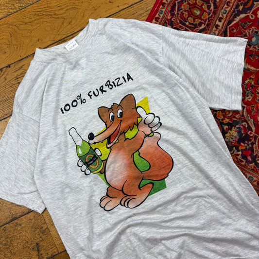 Vintage Beer Grey Funny Single Stitch Graphic T-Shirt - S