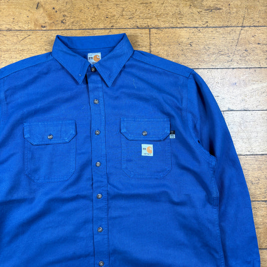Vintage Carhartt Workwear Chore Overshirt Blue Shirt - XL