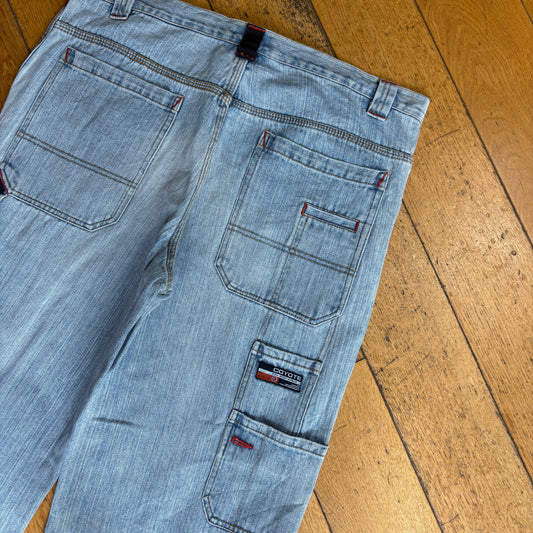 Vintage Coyote Embroidered Hip Hop Blue Baggy Shorts Jorts - 40