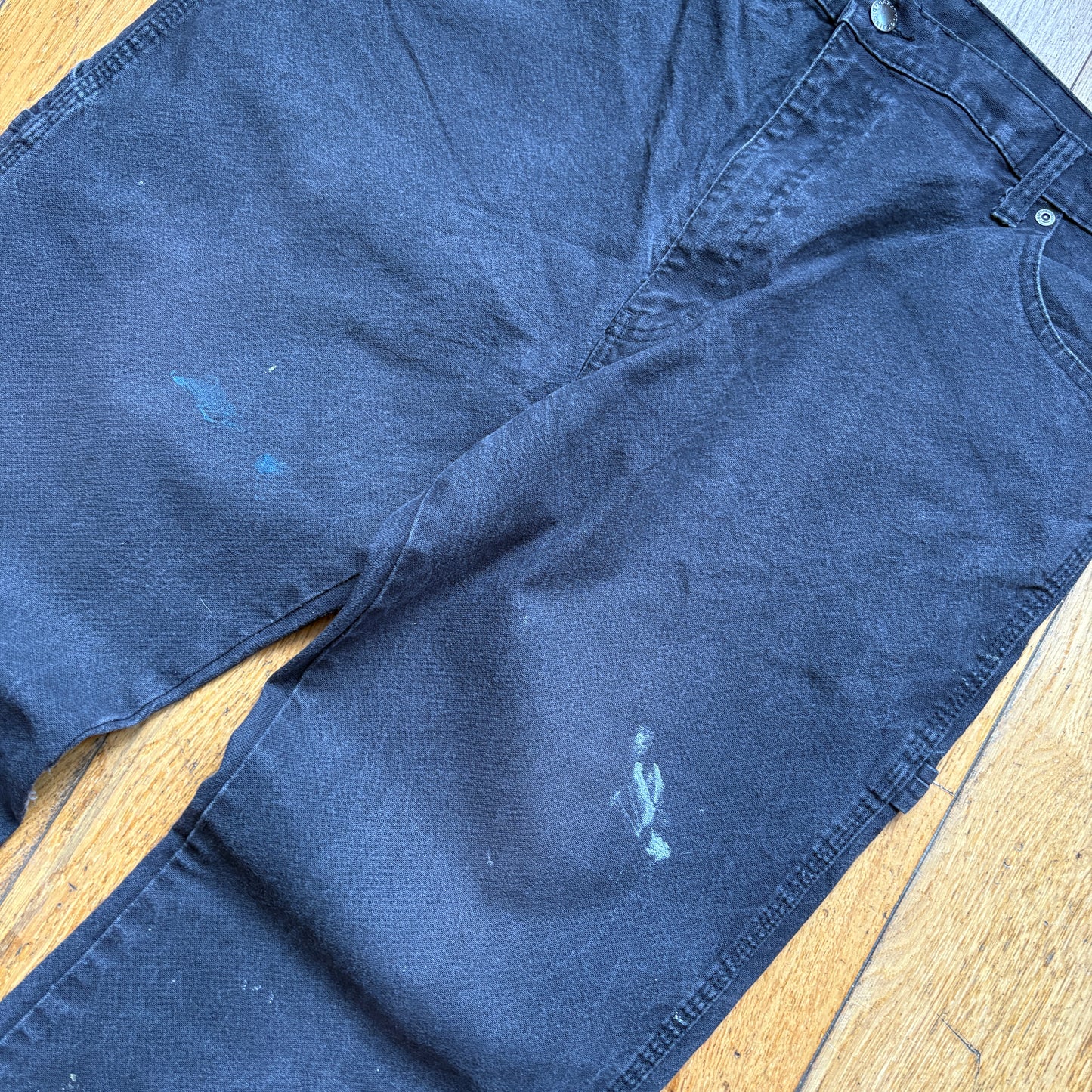 Vintage Dickies Workwear Carpenter Black Baggy Trousers - 38