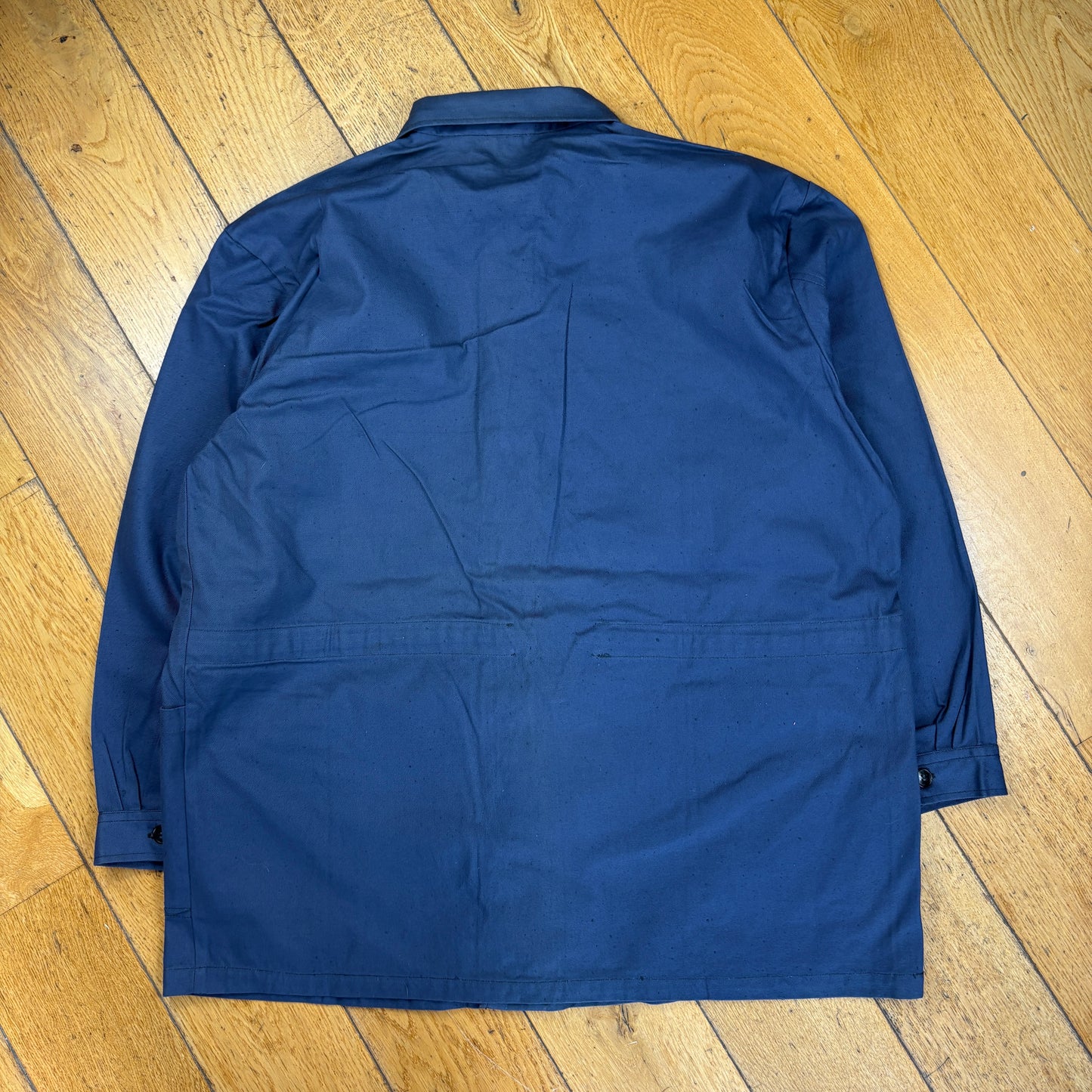 Vintage French Chore Workwear Jacket Blue Overcoat - L