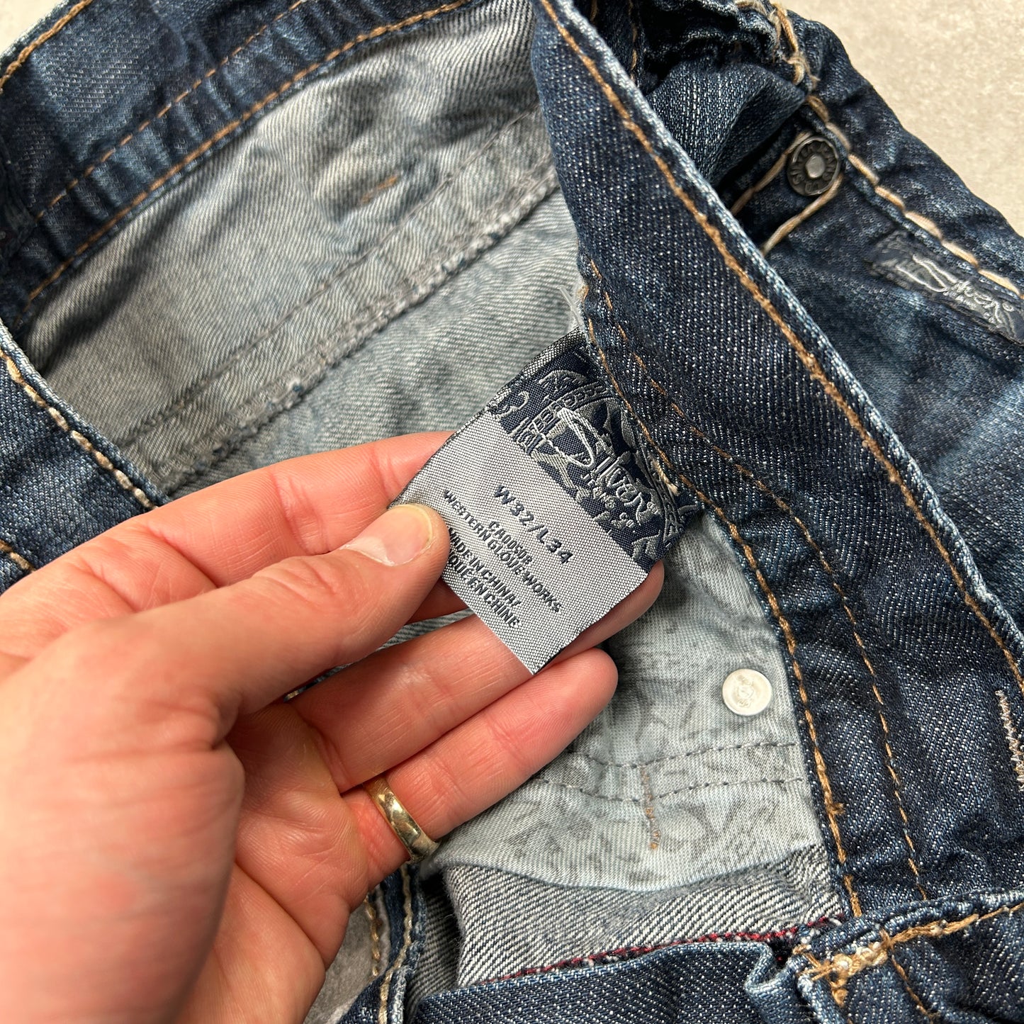 Vintage Embroidered Hip Hop Baggy Blue Jeans - 32