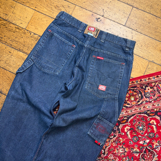 Vintage Ecko Unltd Blue Embroidered Y2K Hip Hop Baggy Jeans - 36R