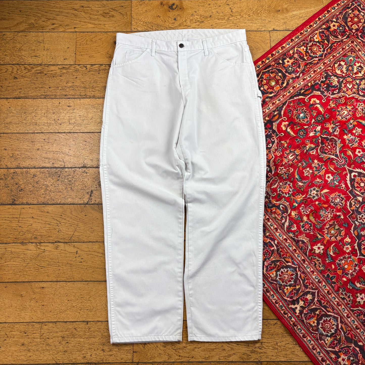 Vintage Dickies White Workwear Carpenter Baggy Trousers - 36