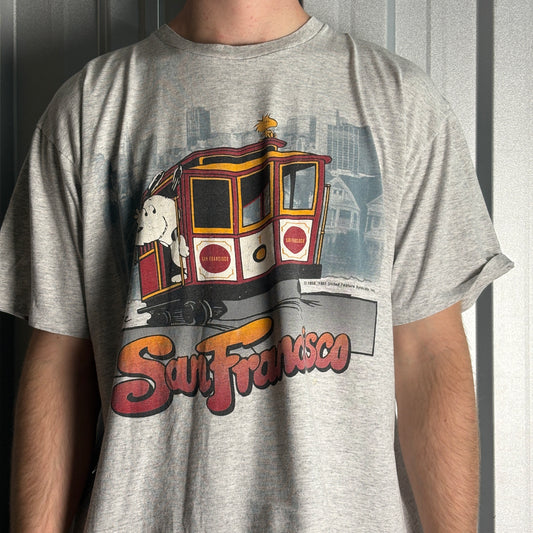 Vintage 90s Snoopy Grey Single Stitch Graphic T-Shirt - XL