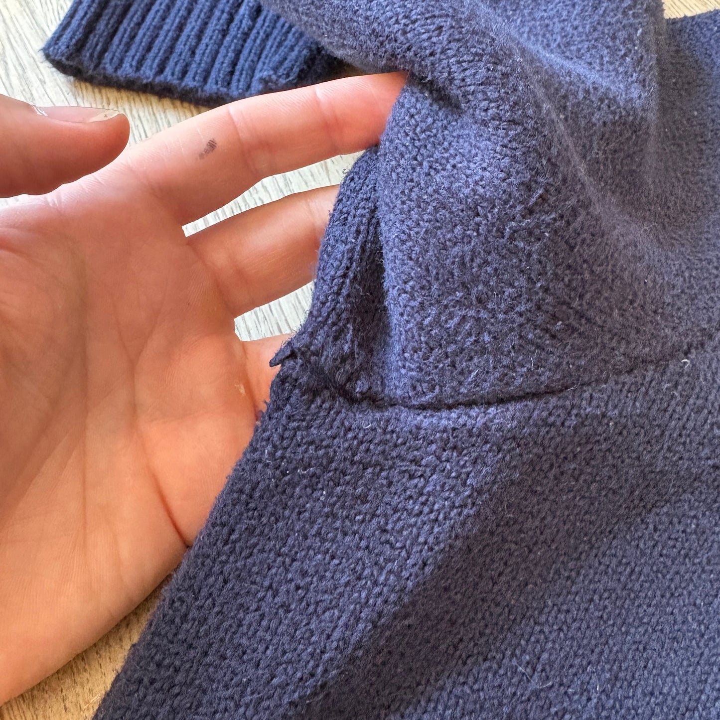 Vintage Ralph Lauren Navy Quarter Zip Chunky Knit Jumper - L