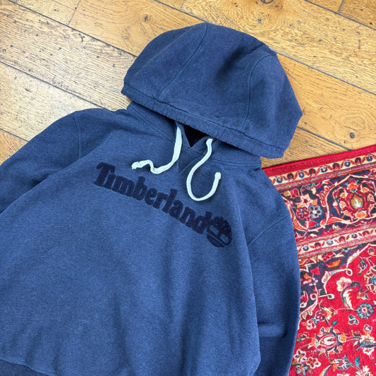 Vintage Timberland Navy Embroidered Hoodie Sweatshirt - L