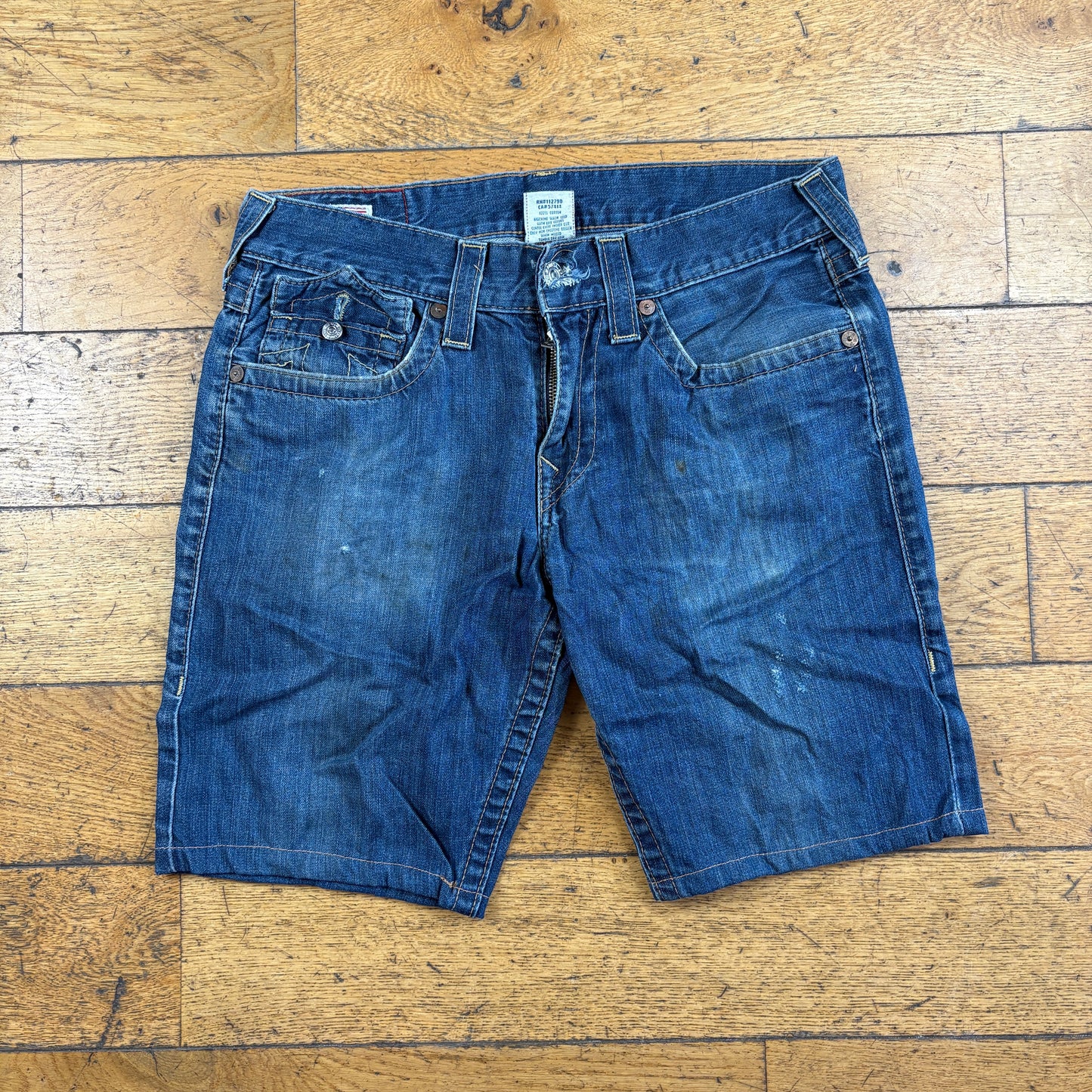 Vintage True Religion Blue Embroidered Y2K Shorts Jorts - 34
