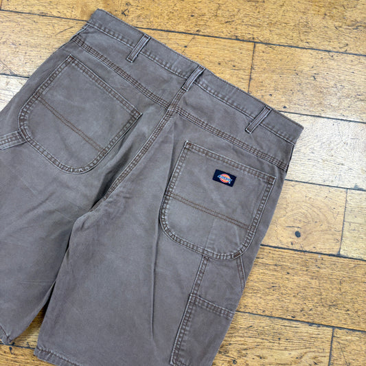 Vintage Dickies Workwear Carpenter Brown Baggy Shorts - 36