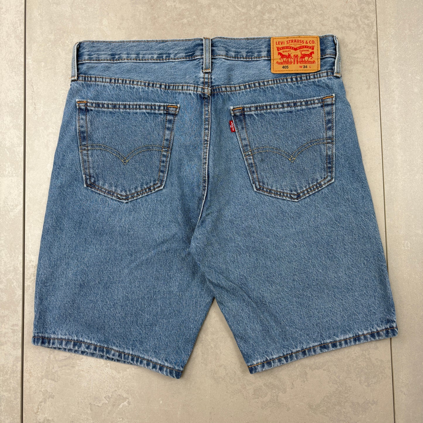 Vintage Levis 405 Blue Baggy Denim Shorts - 34