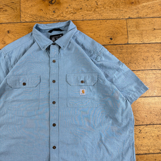 Vintage Carhartt Blue Short Sleeve Workwear Shirt - XL