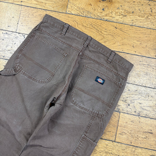 Vintage Dickies Brown Workwear Carpenter Baggy Trousers - 34