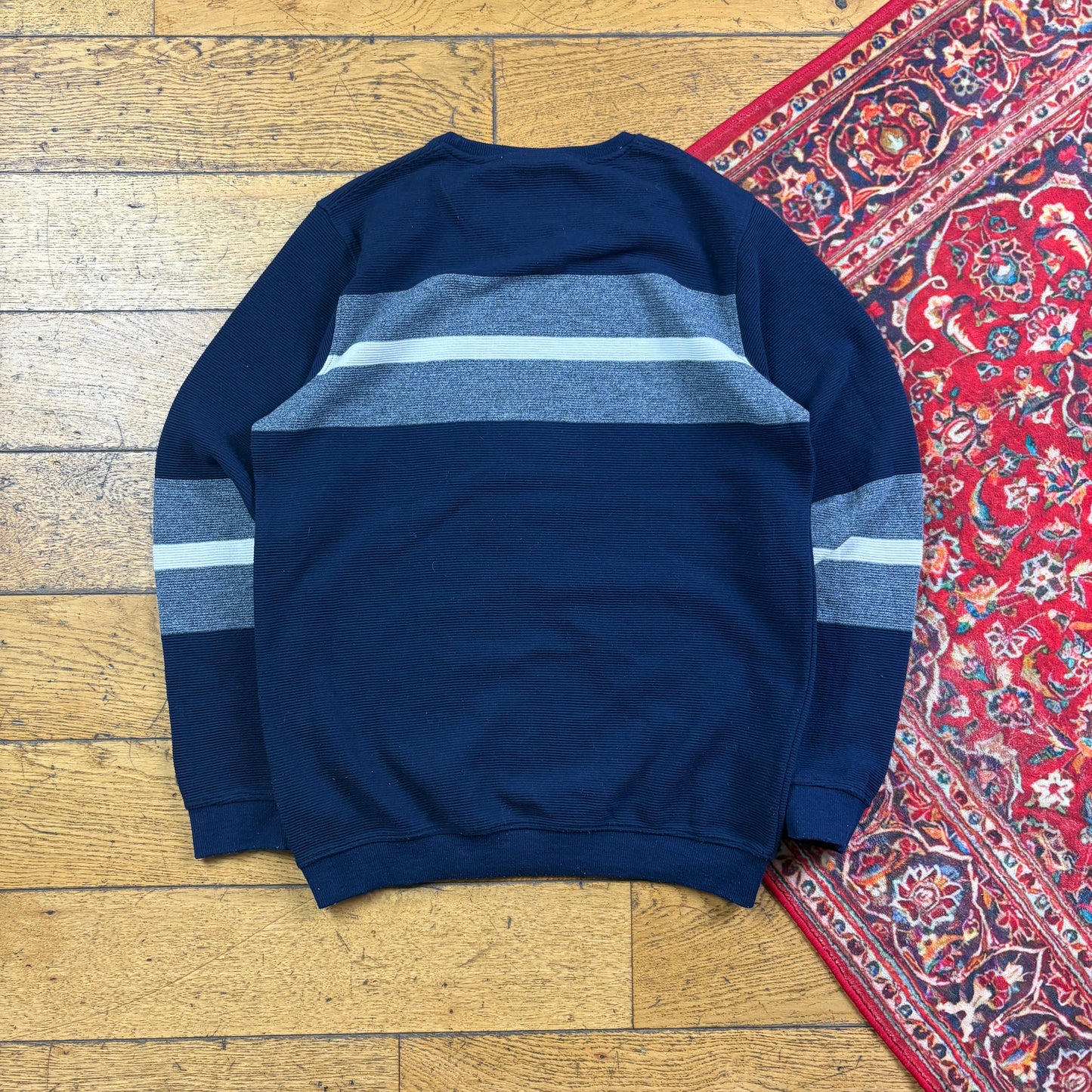 Vintage Lacoste Navy Stripe Chunky Knit Jumper - S