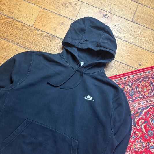 Vintage Nike Black Hoodie Embroidered Sweatshirt - L