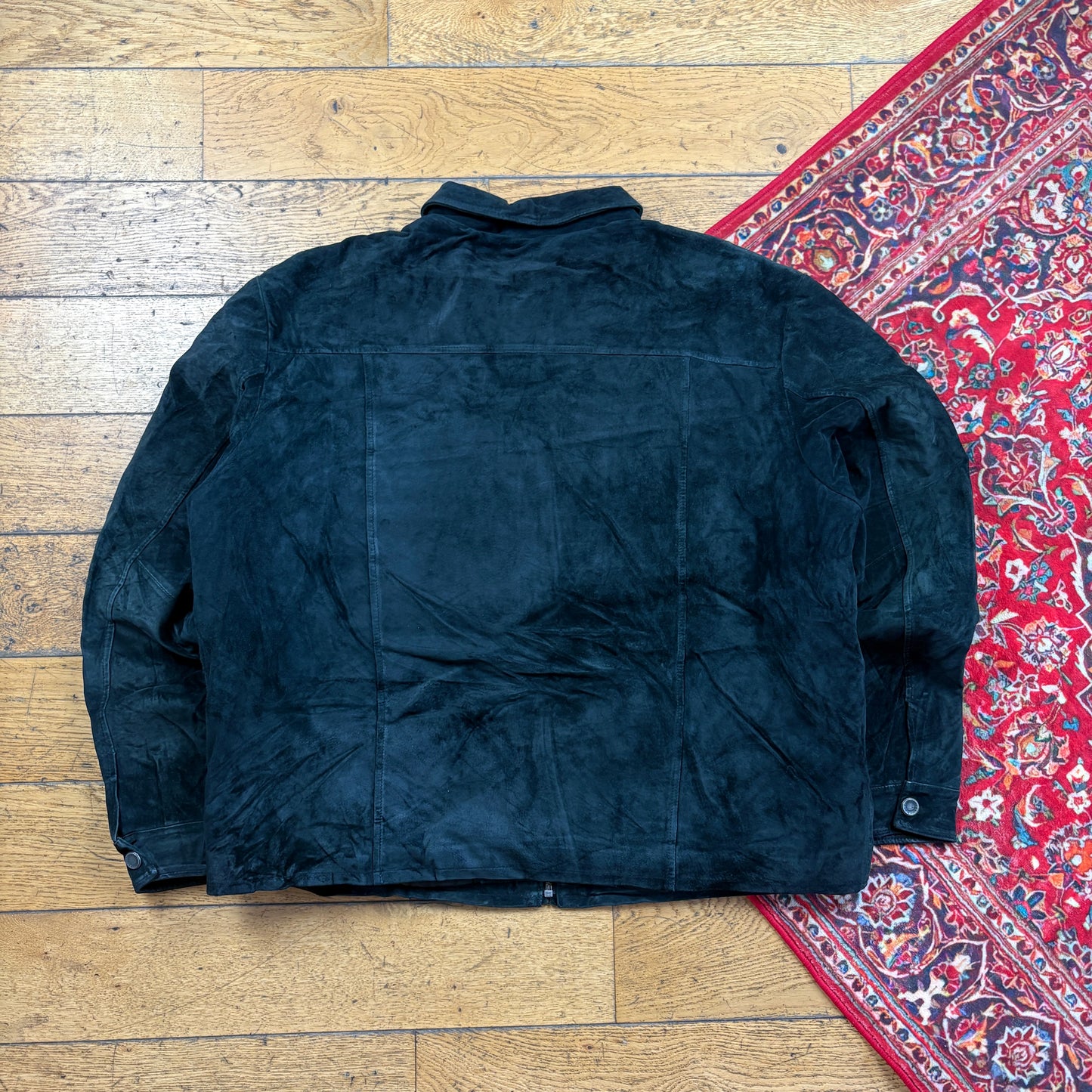 Vintage Eddie Bauer Black Suede Bomber Harrington Jacket - XXL