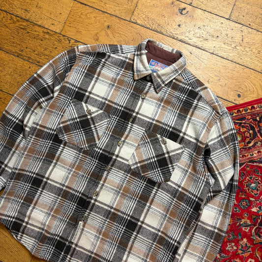 Vintage Wampum Cream Brown Flannel Shirt - L