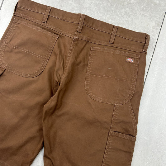Vintage Dickies Workwear Carpenter Brown Baggy Shorts - 38