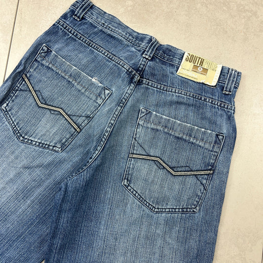 Vintage Southpole Embroidered Hip Hop Baggy Blue Shorts Jorts - 33