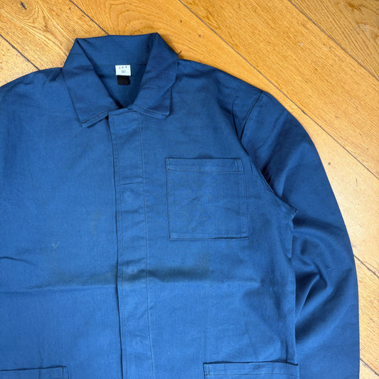 Vintage French Chore Workwear Jacket Blue Overcoat - M