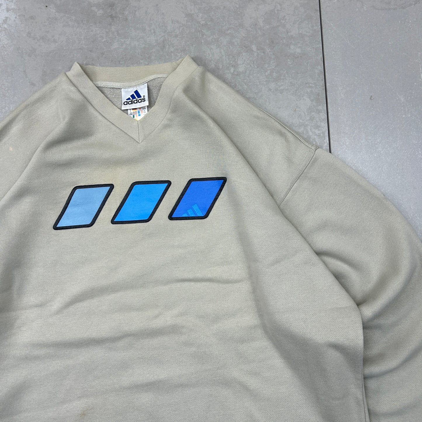 Vintage 90s Adidas Cream Embroidered Sweatshirt - XL