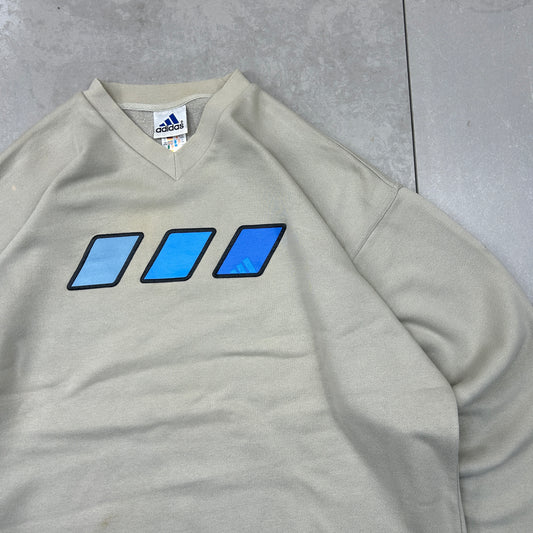 Vintage 90s Adidas Cream Embroidered Sweatshirt - XL