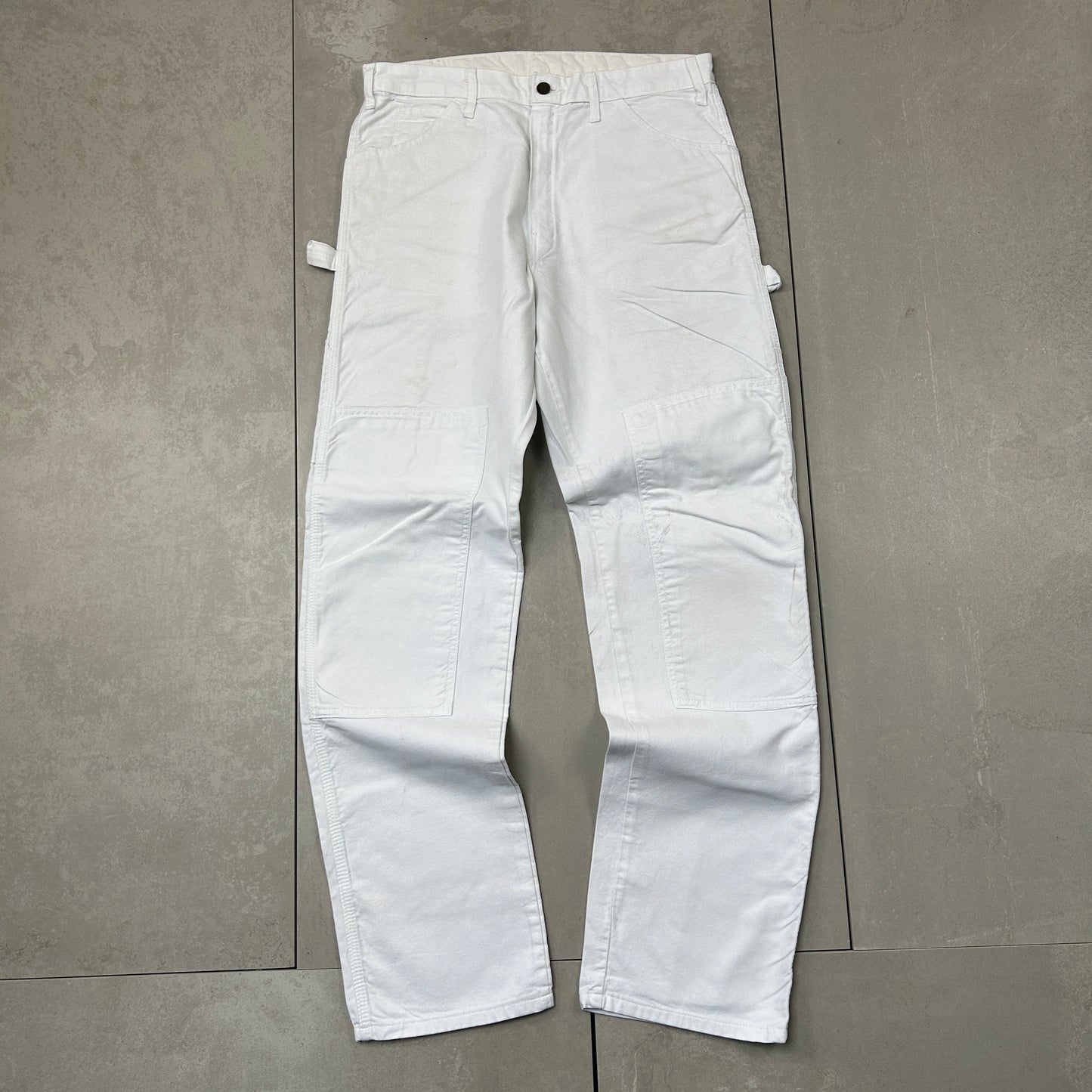 Vintage Dickies Workwear Carpenter Baggy White Trousers - 34