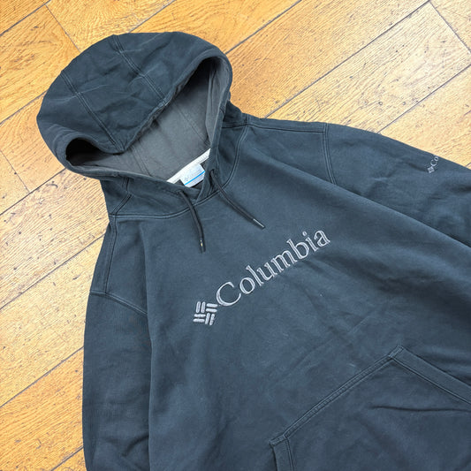 Vintage Columbia Black Embroidered Hoodie Sweatshirt - XL