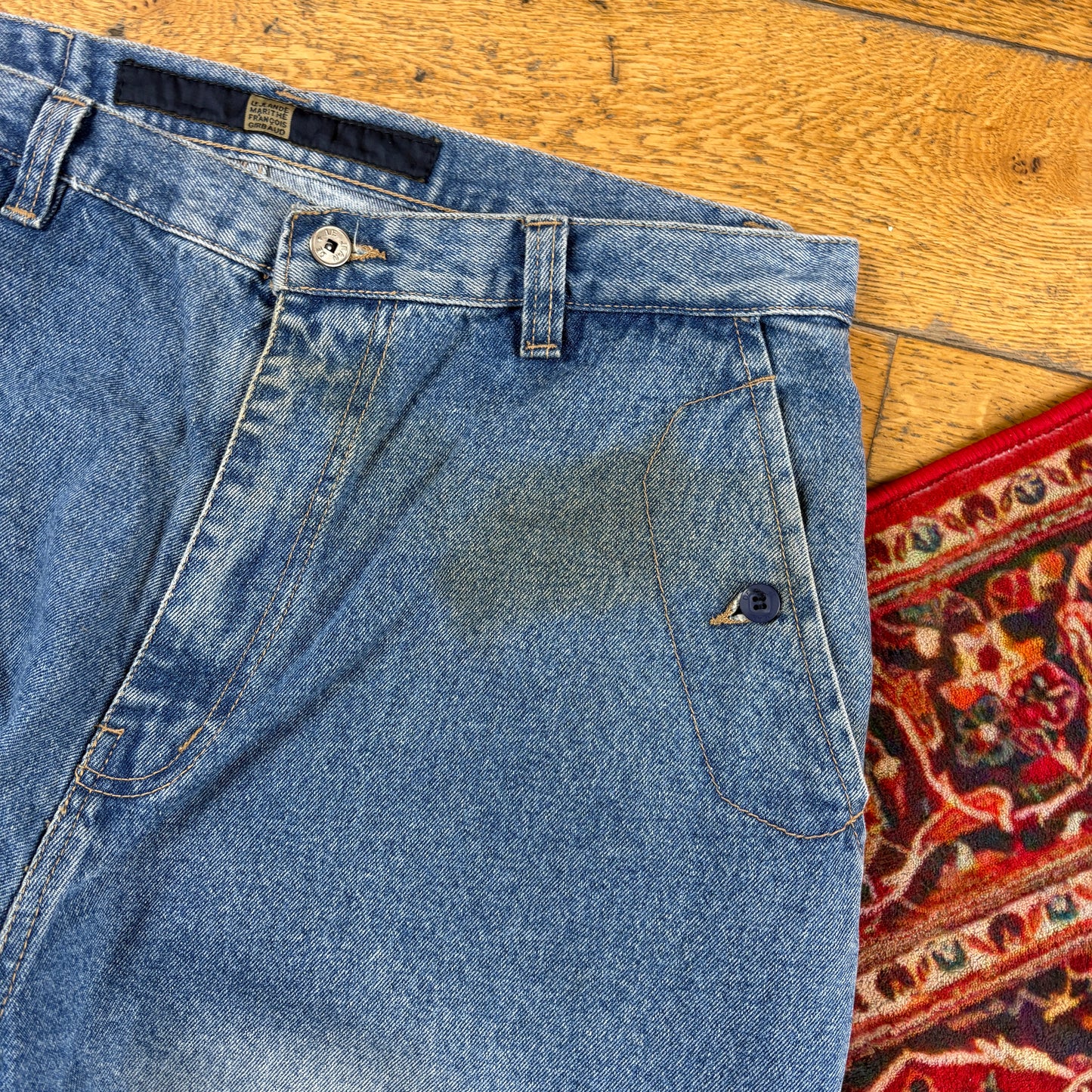 Vintage Marithe Francois Girbaud Blue Embroidered Y2K Hip Hop Baggy Jeans - 38