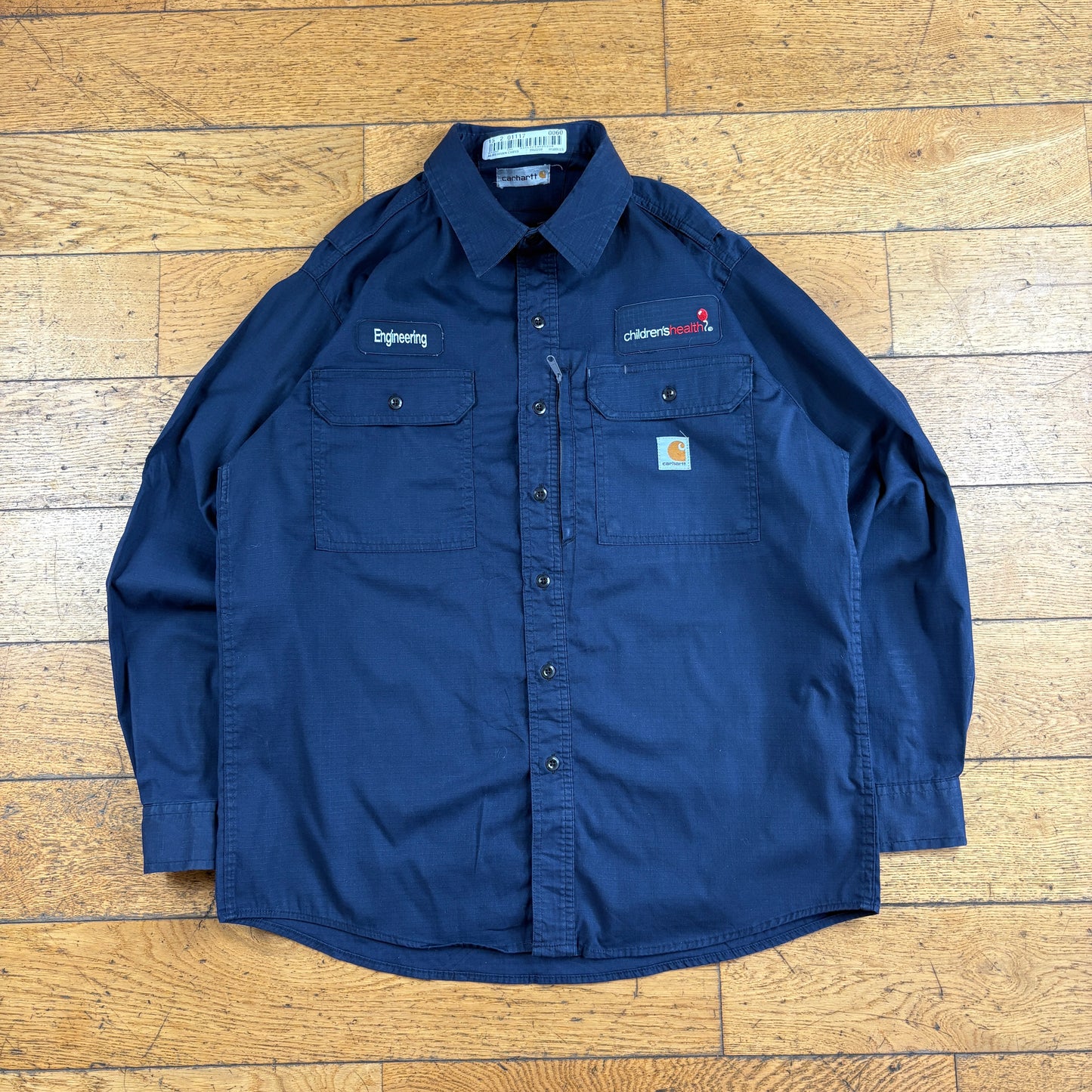 Vintage Carhartt Navy Workwear Embroidered Shirt - L