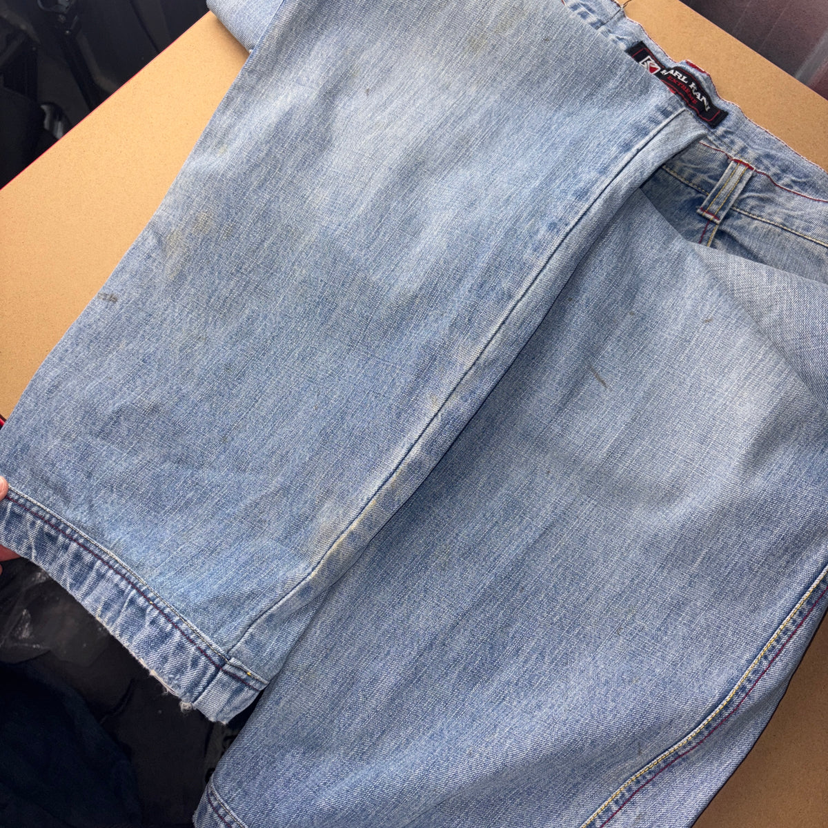 Karl Kani Blue Embroidered Japanese Denim Hip Hop Y2K Baggy Jeans - 34S
