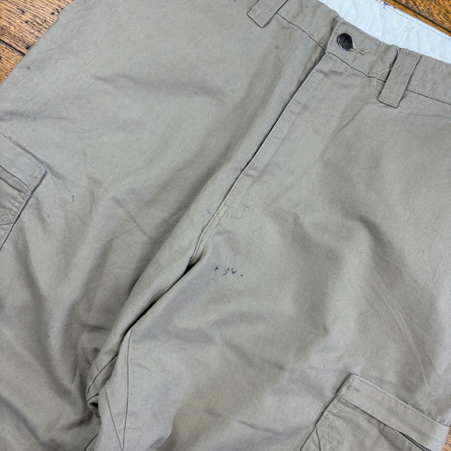 Vintage Dickies 874 Cream Cargo Baggy Skate Trousers - 34