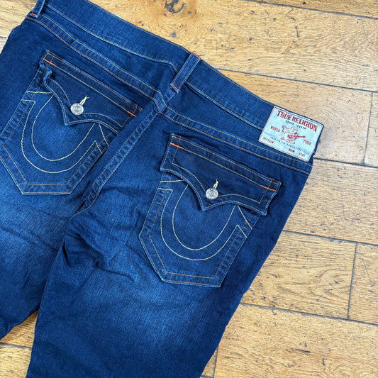 Vintage True Religion Blue Embroidered Y2K Shorts Jorts - 40