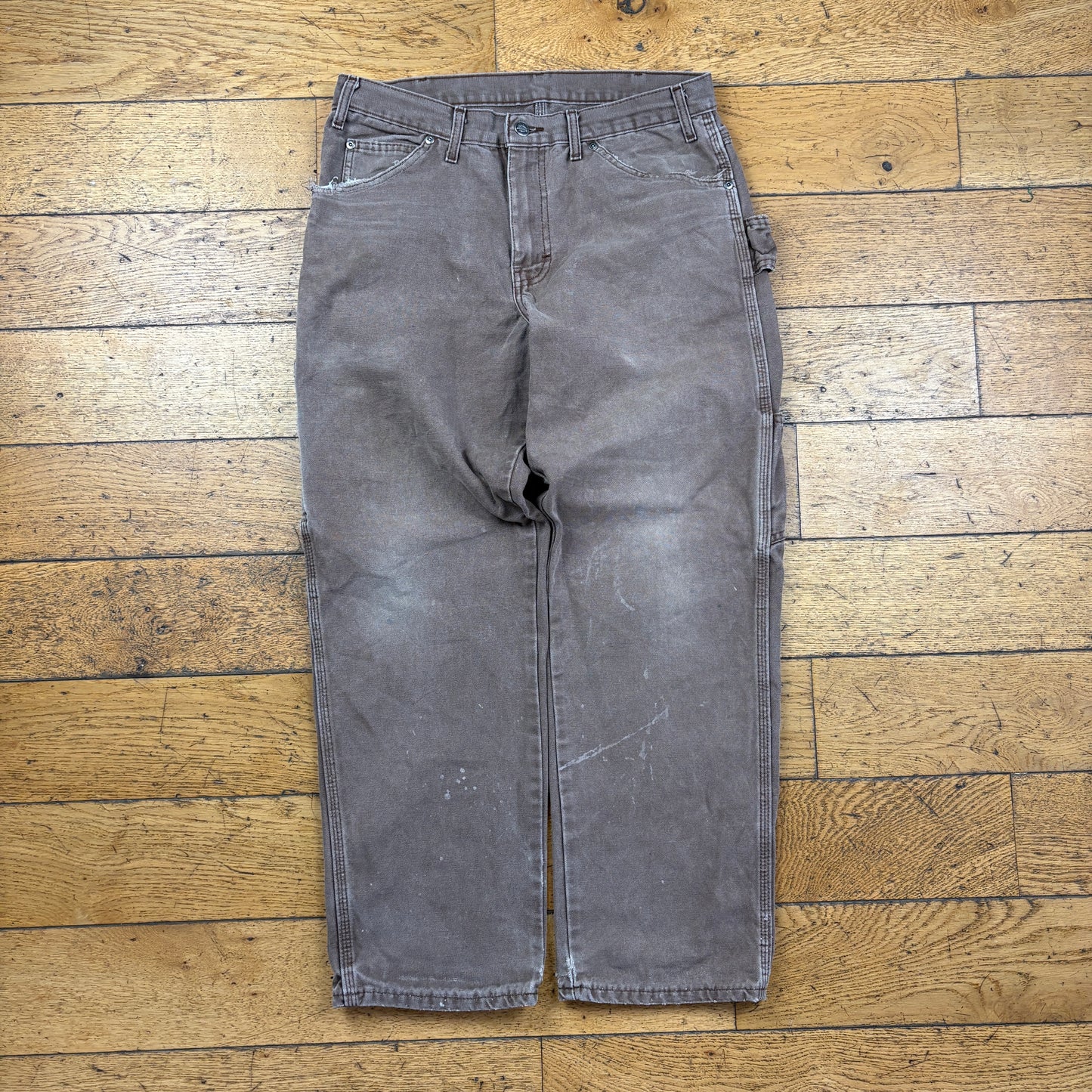 Vintage Brown Dickies Workwear Carpenter Baggy Trousers - 32