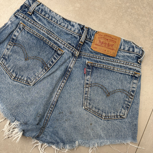 Vintage Levis 550 Blue Denim Shorts - Size 12/14