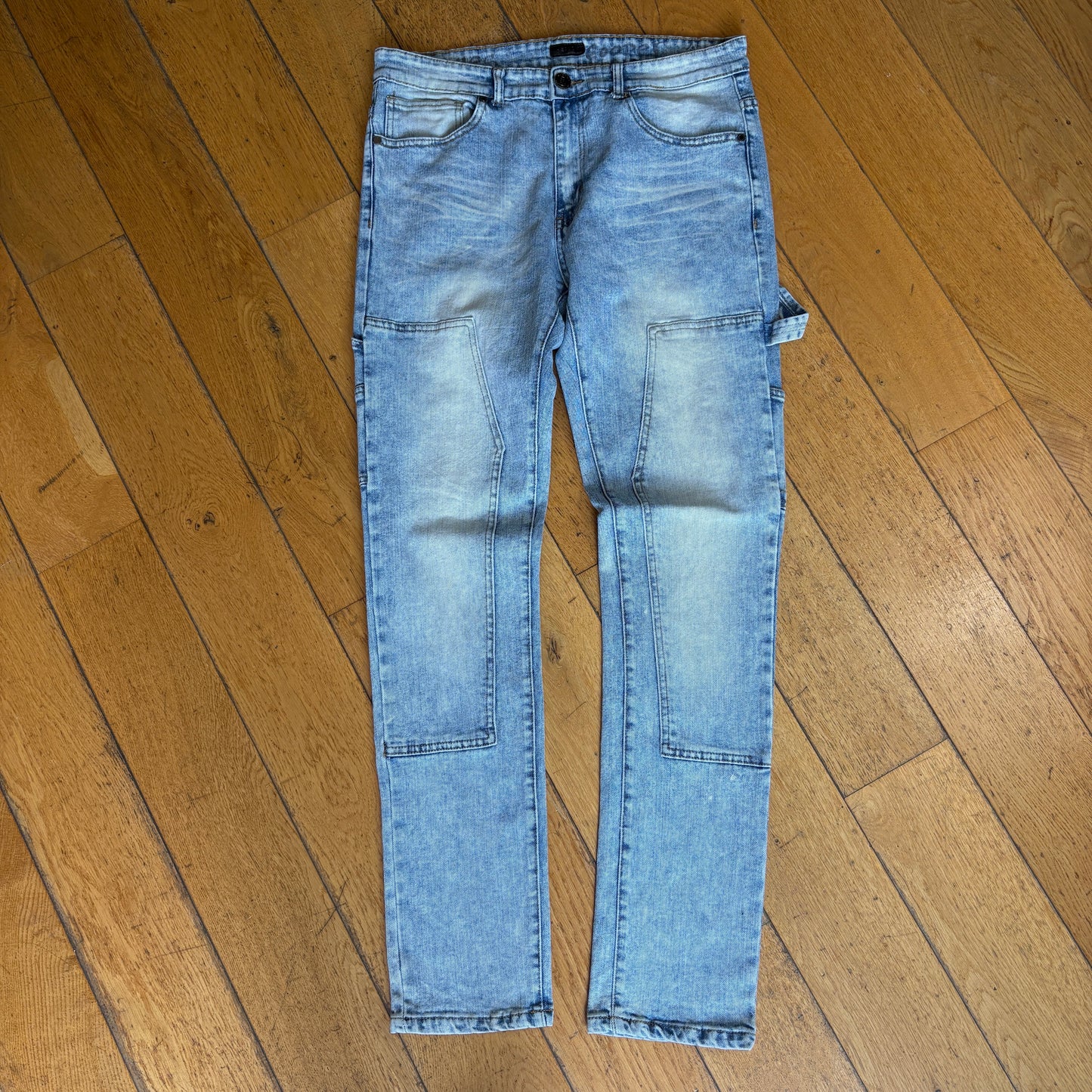 Vintage Double Knee Blue Slim Workwear Carpenter Jeans - 34