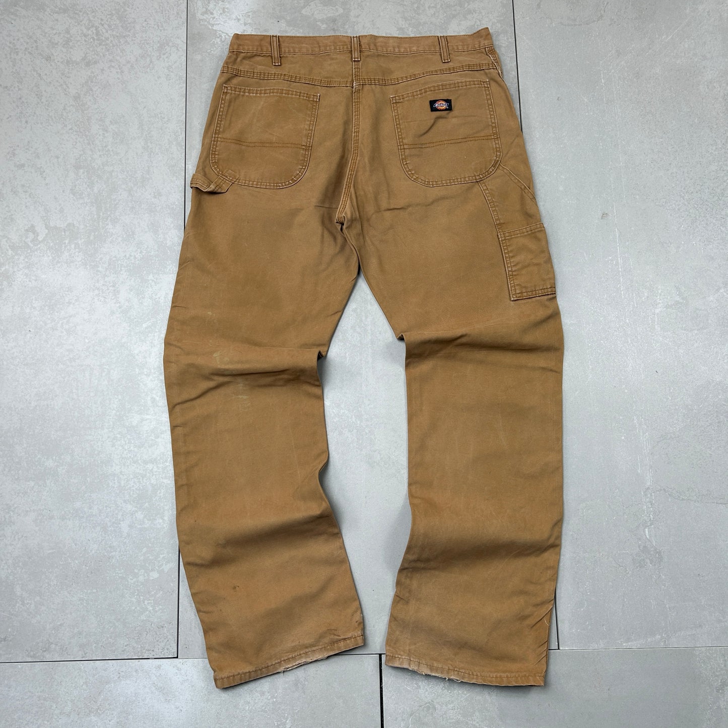 Vintage Dickies Workwear Carpenter Baggy Brown Trousers - 36