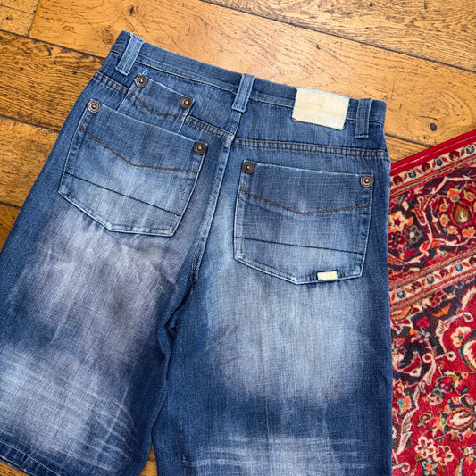 Vintage Enyce Embroidered Blue Hip Hop Baggy Shorts Jorts - 34