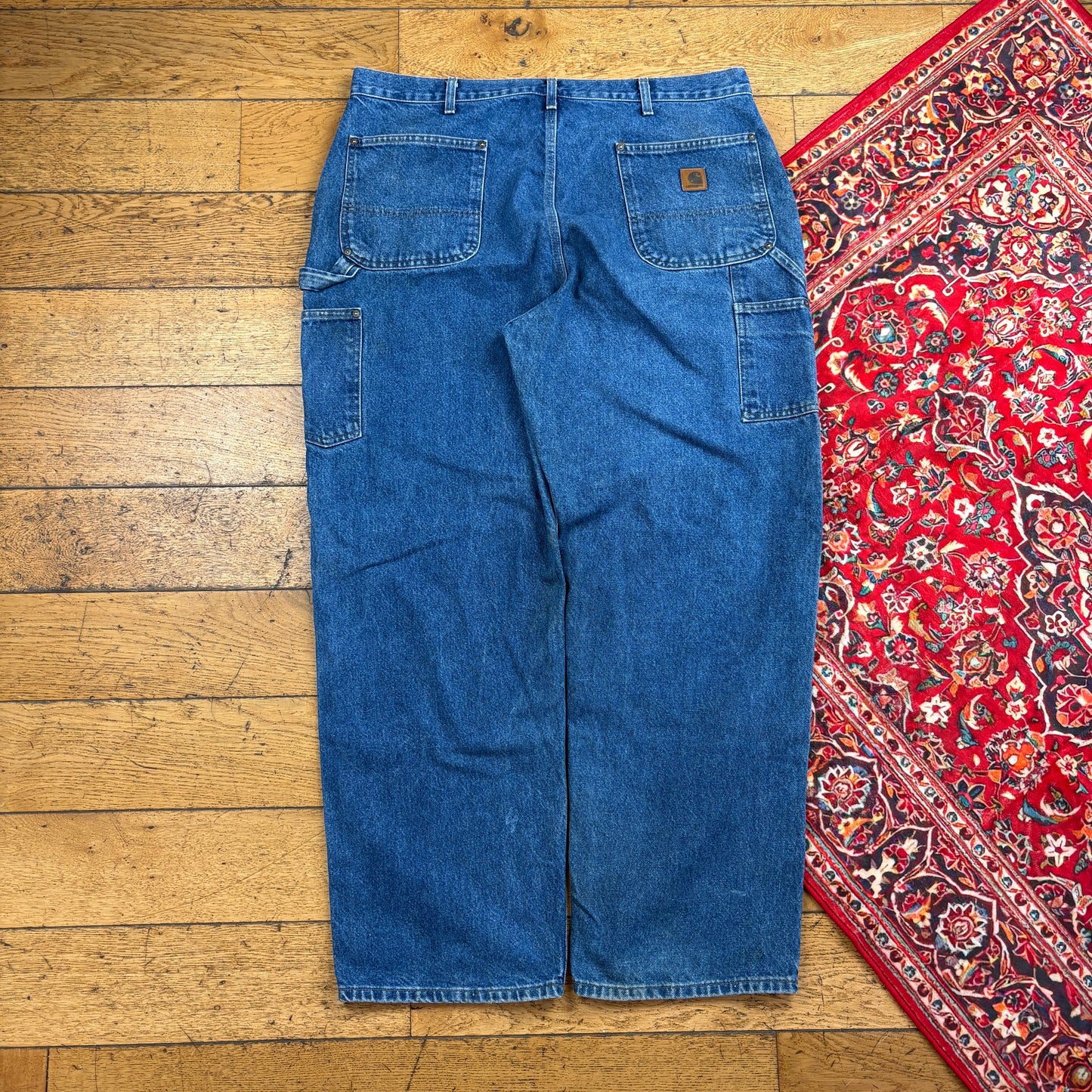 Vintage Carhartt Blue Double Knee Workwear Carpenter Baggy Trousers - 40