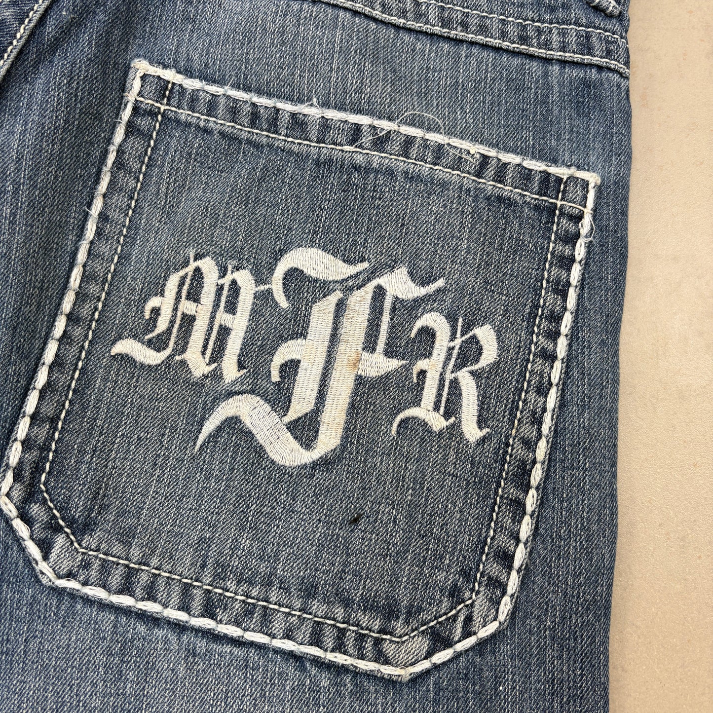 Vintage Mi Raza Fiel Embroidered Hip Hop Blue Baggy Shorts Jorts - 34