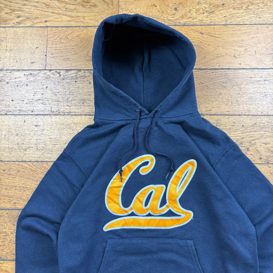 Vintage Champion Navy College Embroidered Hoodie Sweatshirt - S