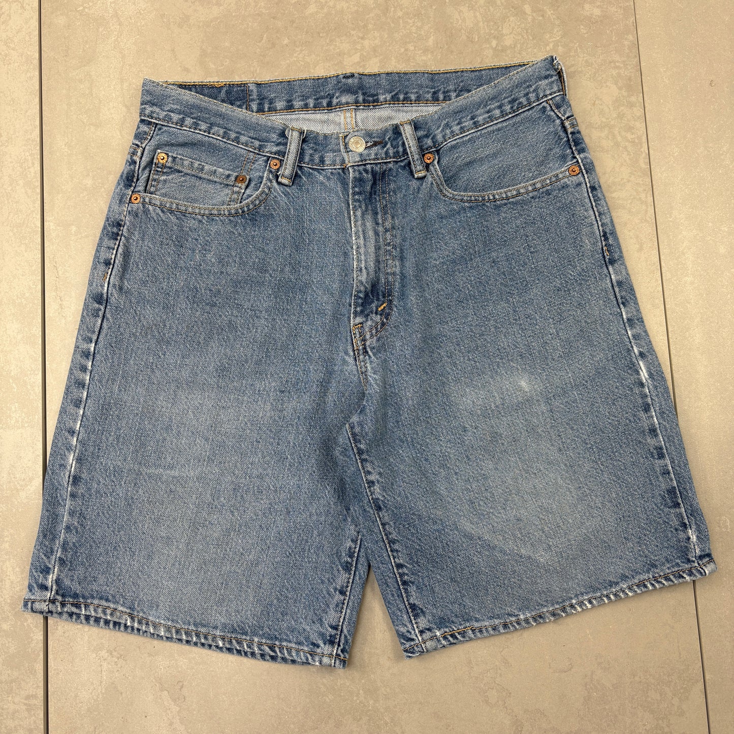 Vintage Levis 550 Baggy Blue Denim Shorts - 34