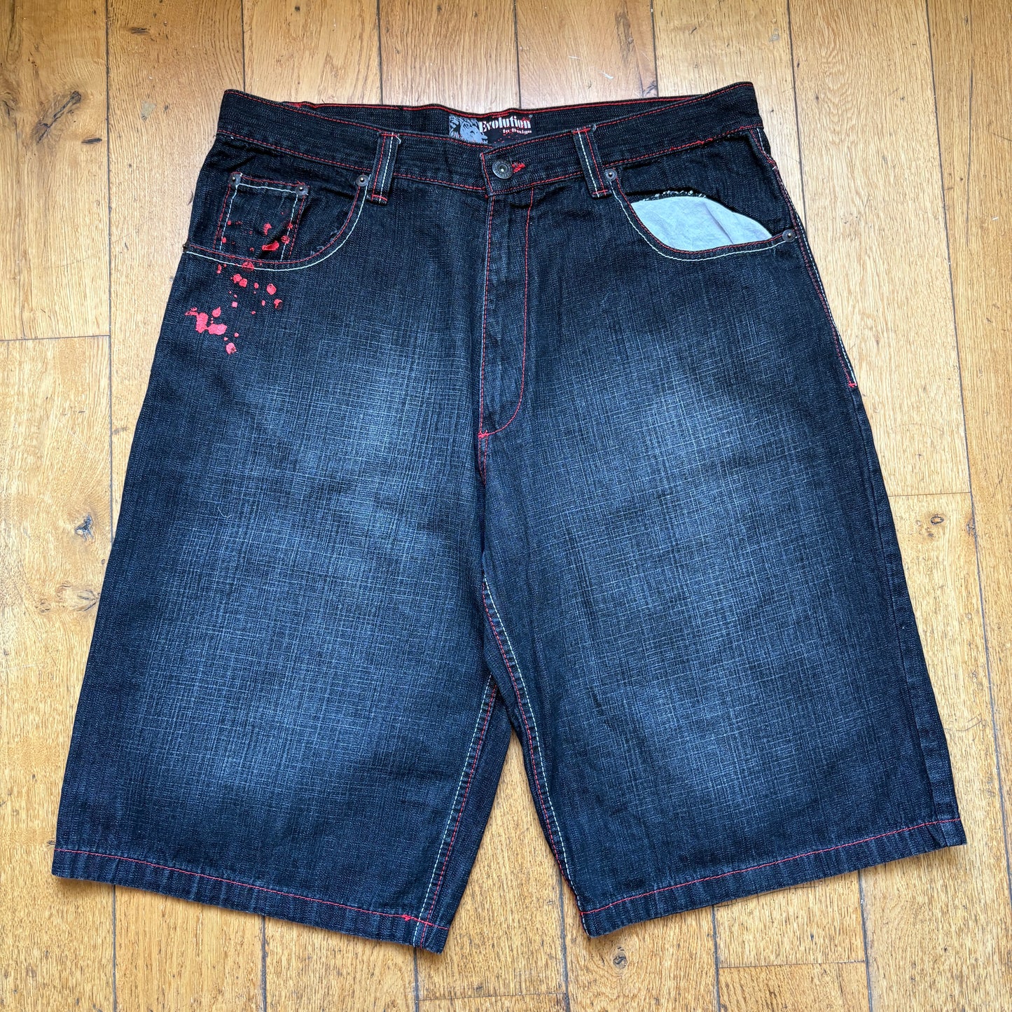 Vintage Embroidered Black Lion Hip Hop Baggy Shorts Jorts - 40