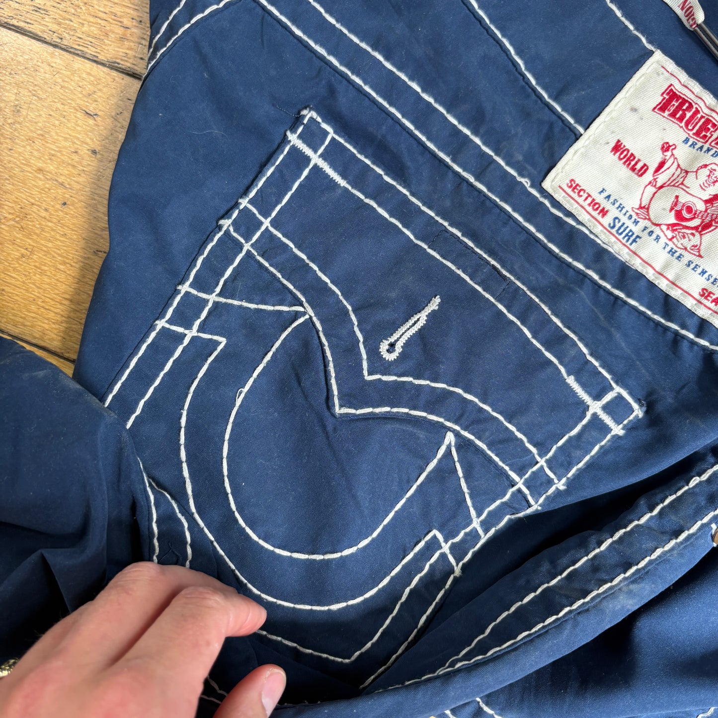 Vintage True Religion Surf Embroidered Y2K Navy Shorts Jorts - 38