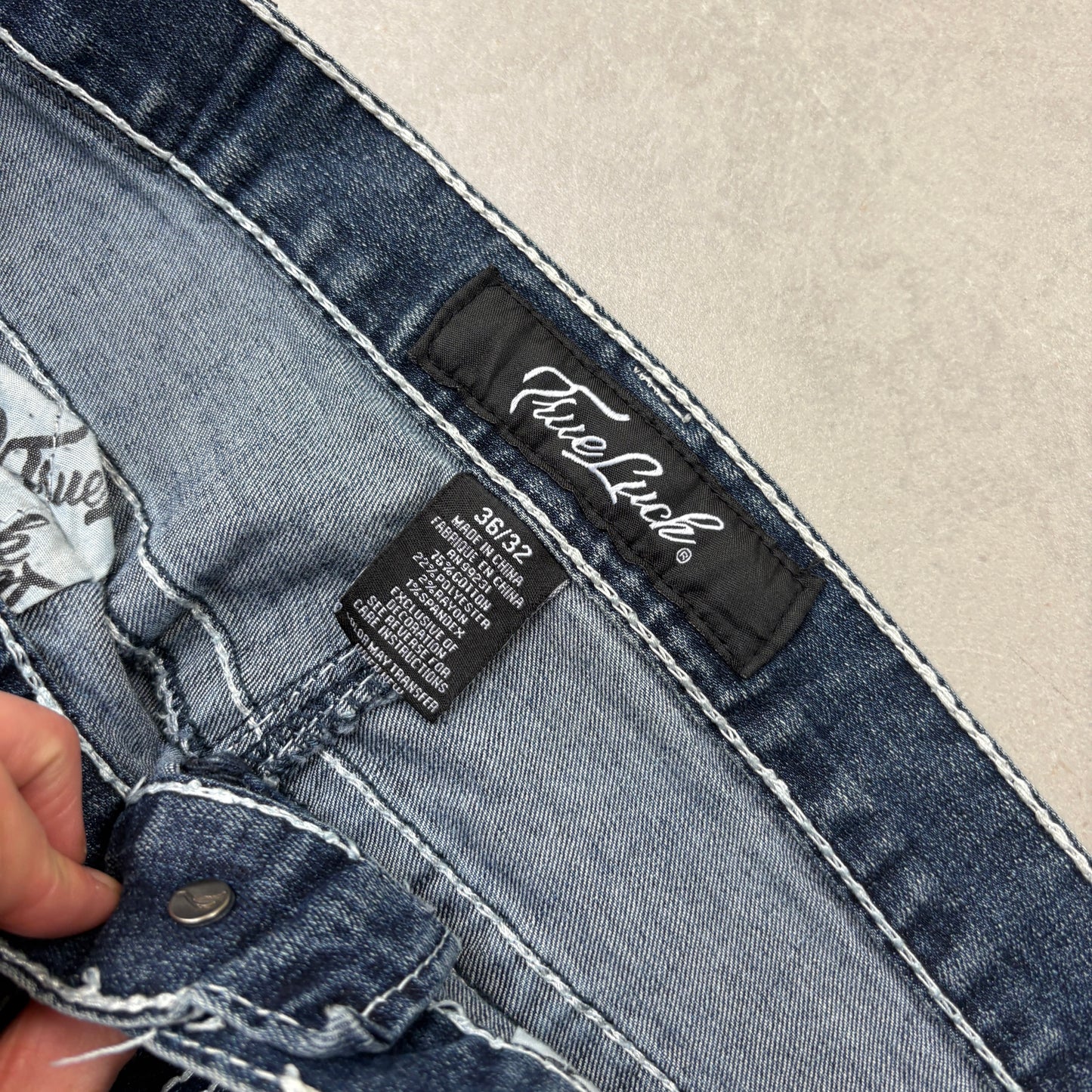 Vintage Embroidered Hip Hop Blue Straight Jeans - 36