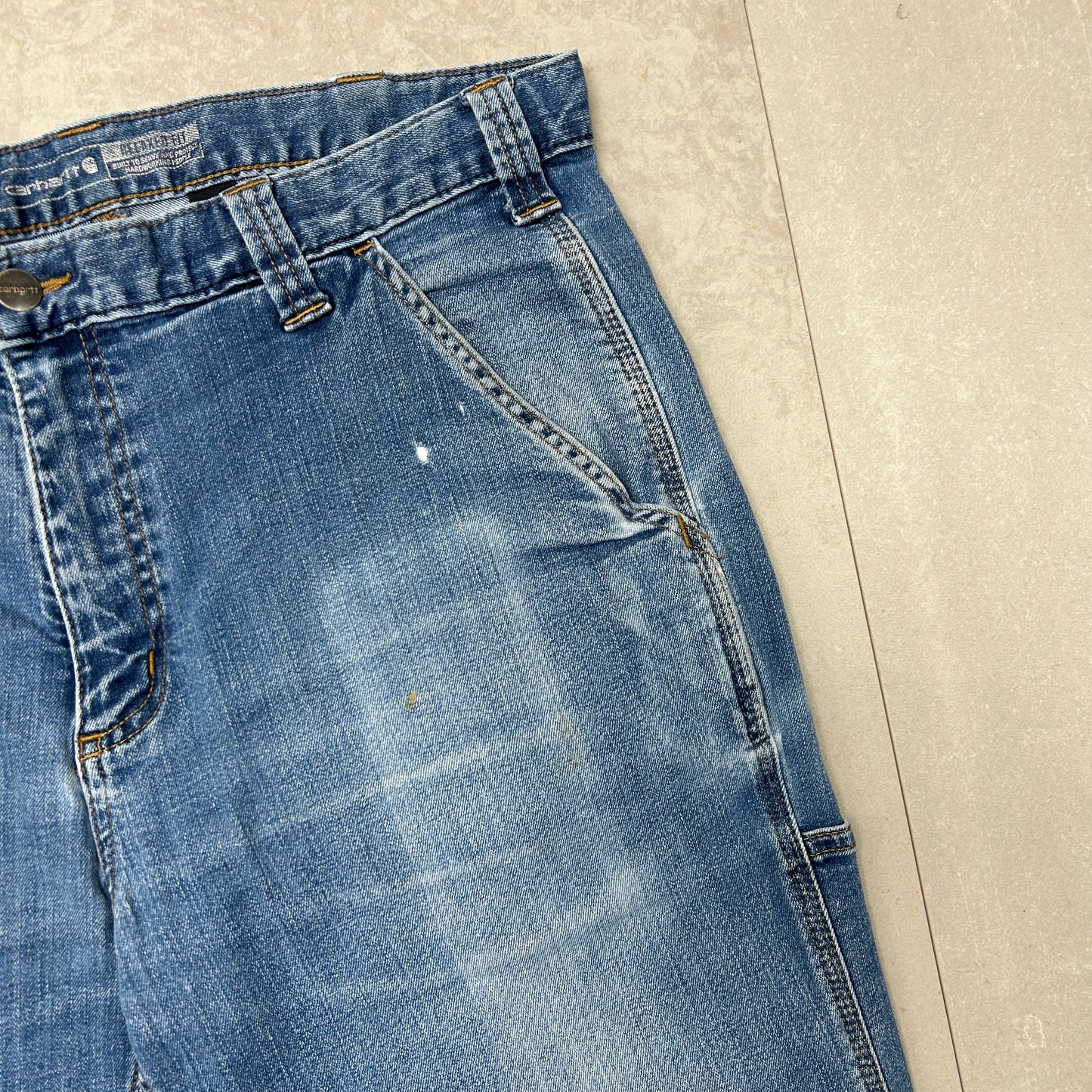 Vintage Carhartt Workwear Baggy Blue Carpenter Shorts - 36