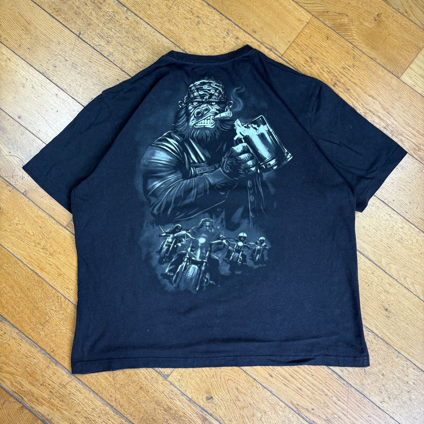 Vintage Lethal Threat Gorilla Beer Black Graphic T-Shirt - XXL