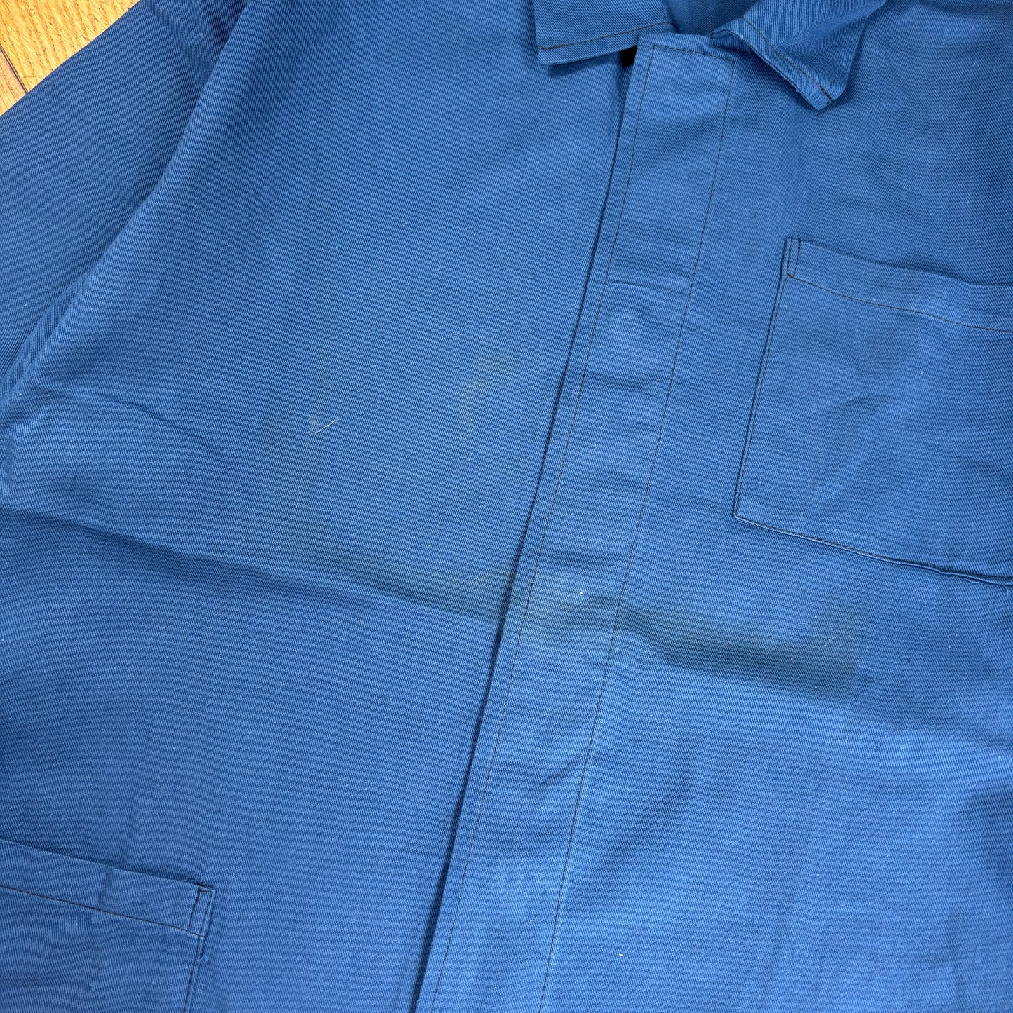 Vintage French Chore Workwear Jacket Blue Overcoat - M