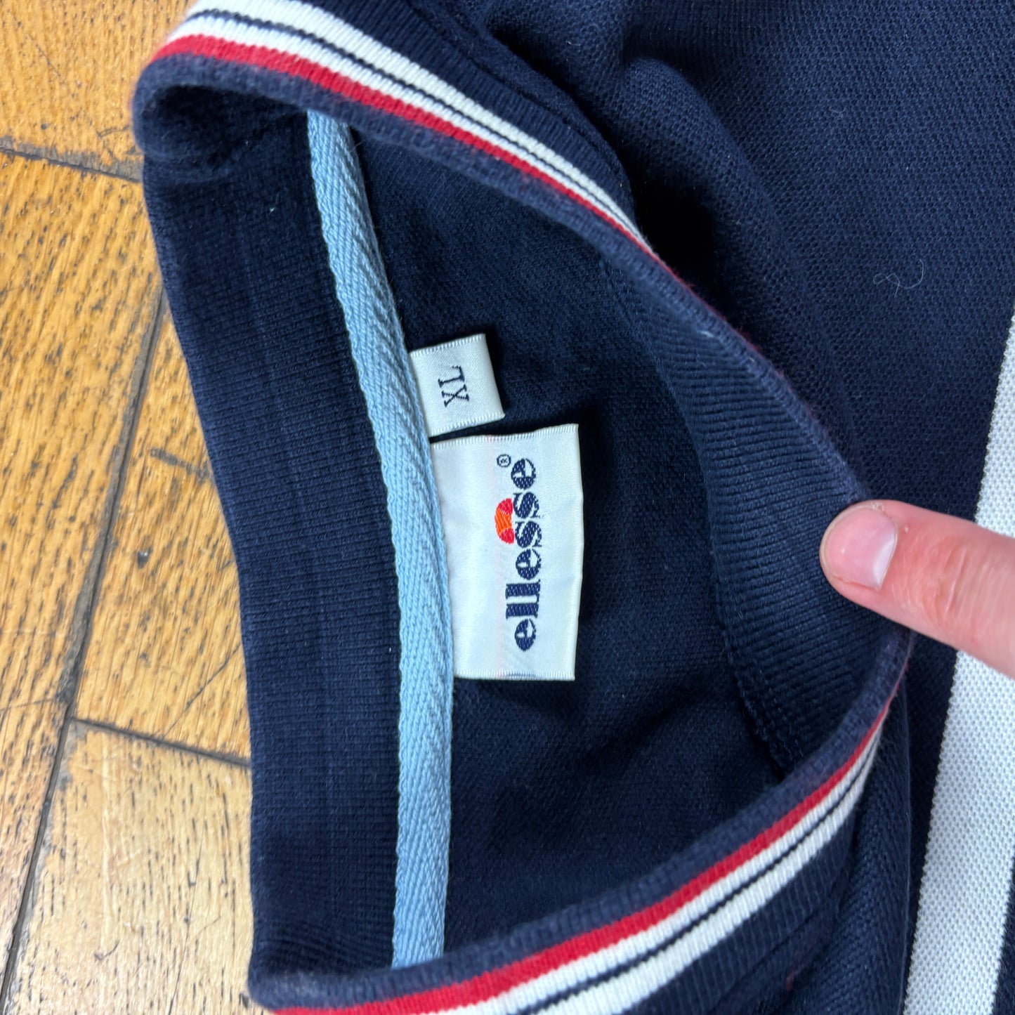 Vintage Ellesse Navy Red Stripe T-Shirt - XL