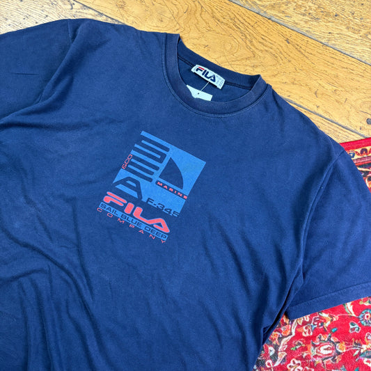Vintage Fila Navy Graphic T-Shirt - L